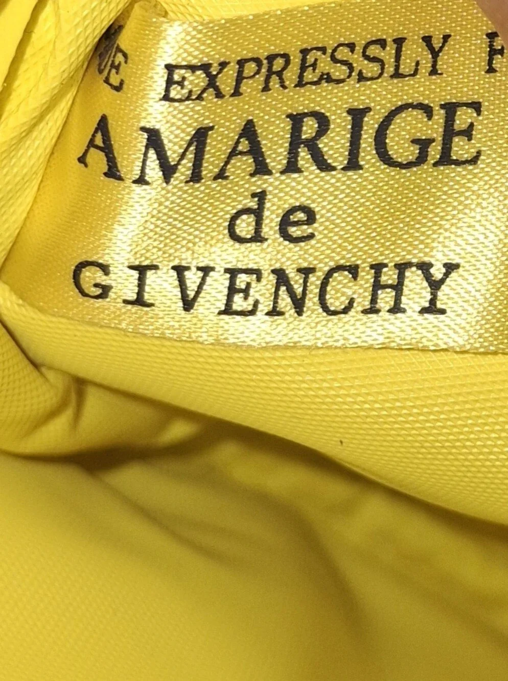 Amarige de Givenchy Vintage round yellow and navy cosmetic zip pouch